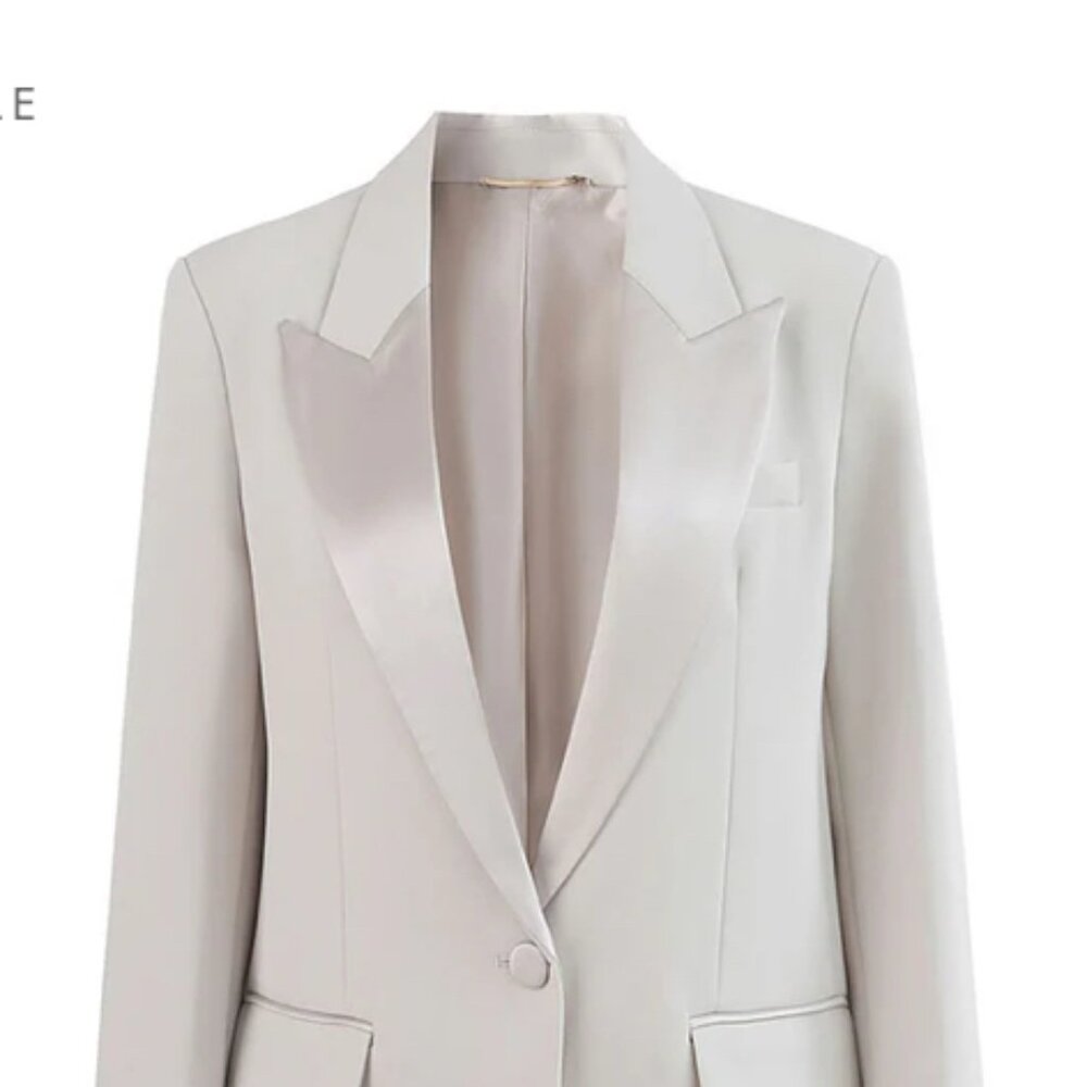 CHIC LUXEDRESS CLASSIC SATIN LAPEL 1 BUTTON TAILORED BLAZER SIZE MEDIUM